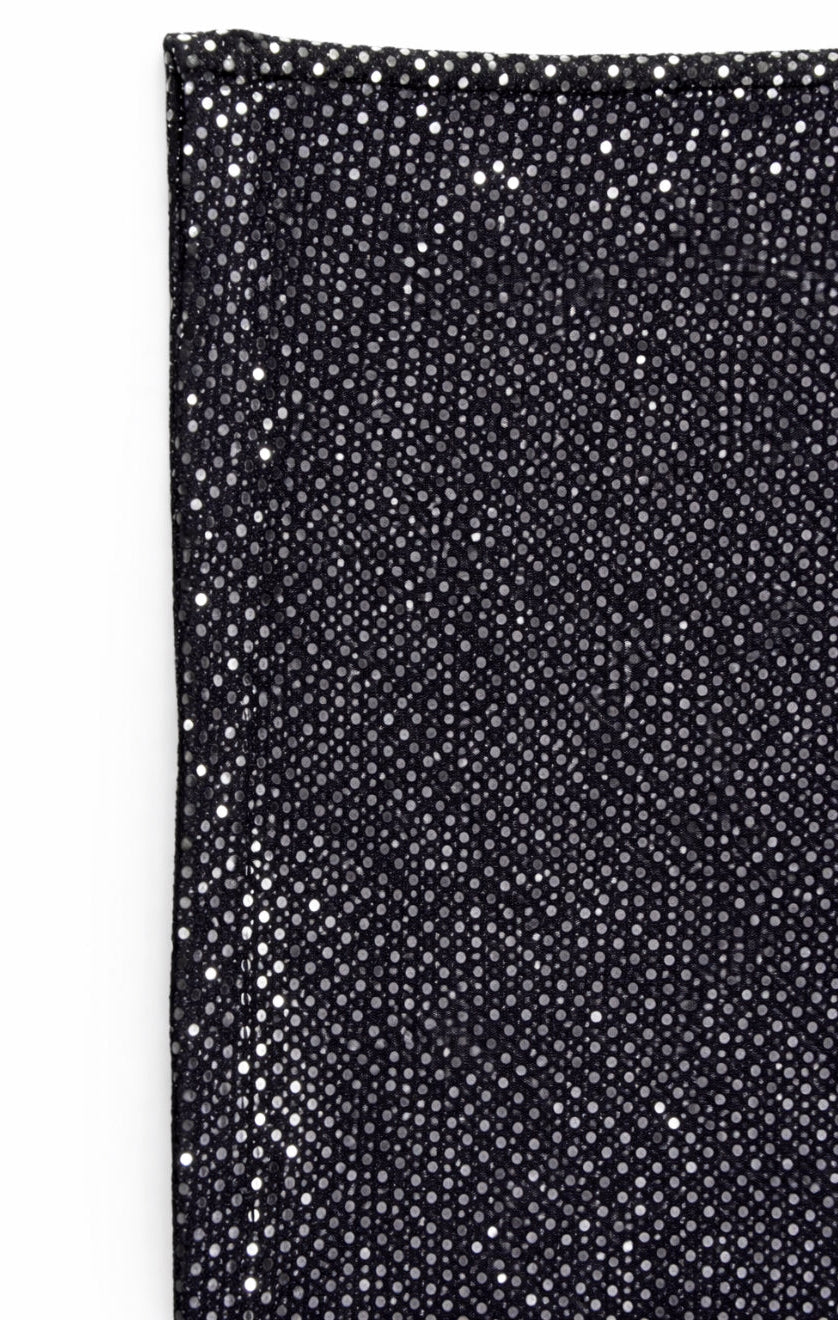 Elegant metallic glitter evening gown black