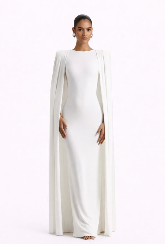 Classic silhouette bodycon white gown 