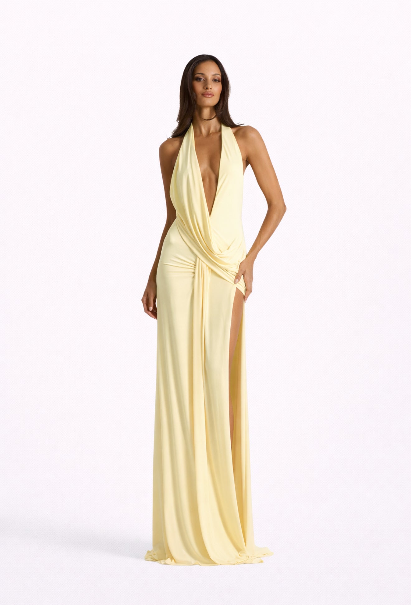 V-neck backless maxi dress