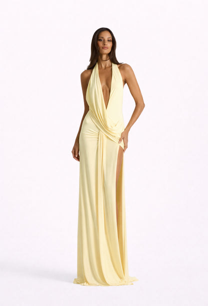 V-neck backless maxi dress
