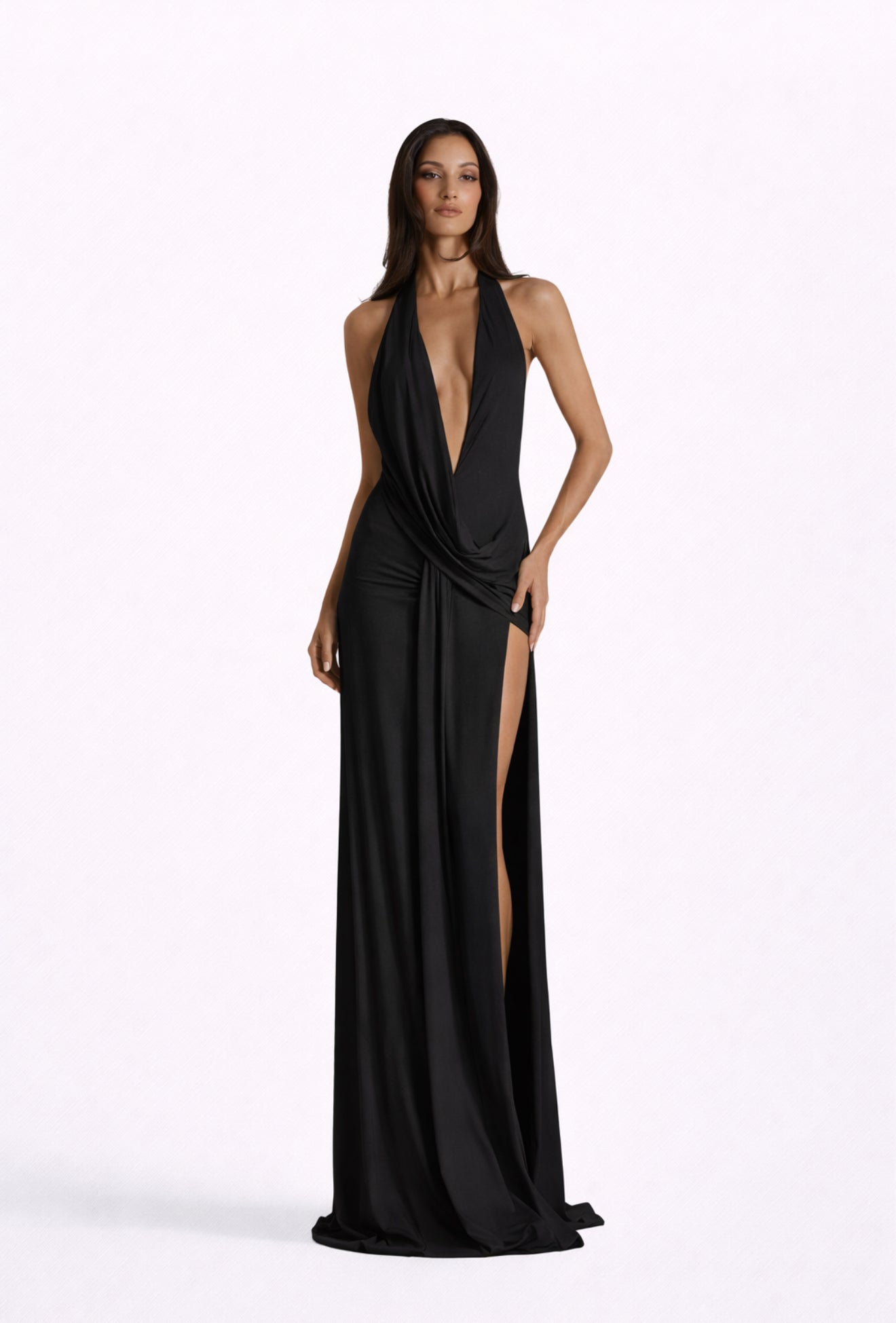 V-neck backless maxi dress