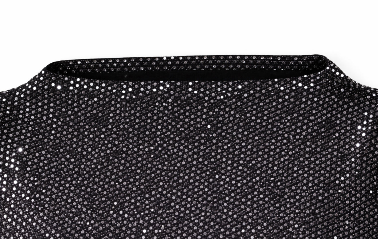 Elegant metallic glitter evening gown black 