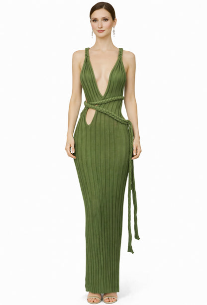 Twisted halter knit beach dress