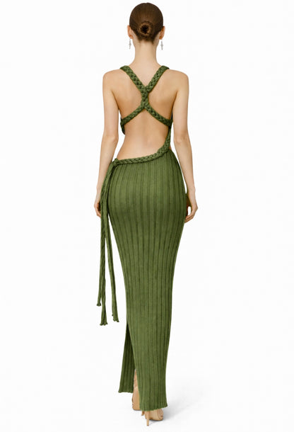 Twisted halter knit beach dress