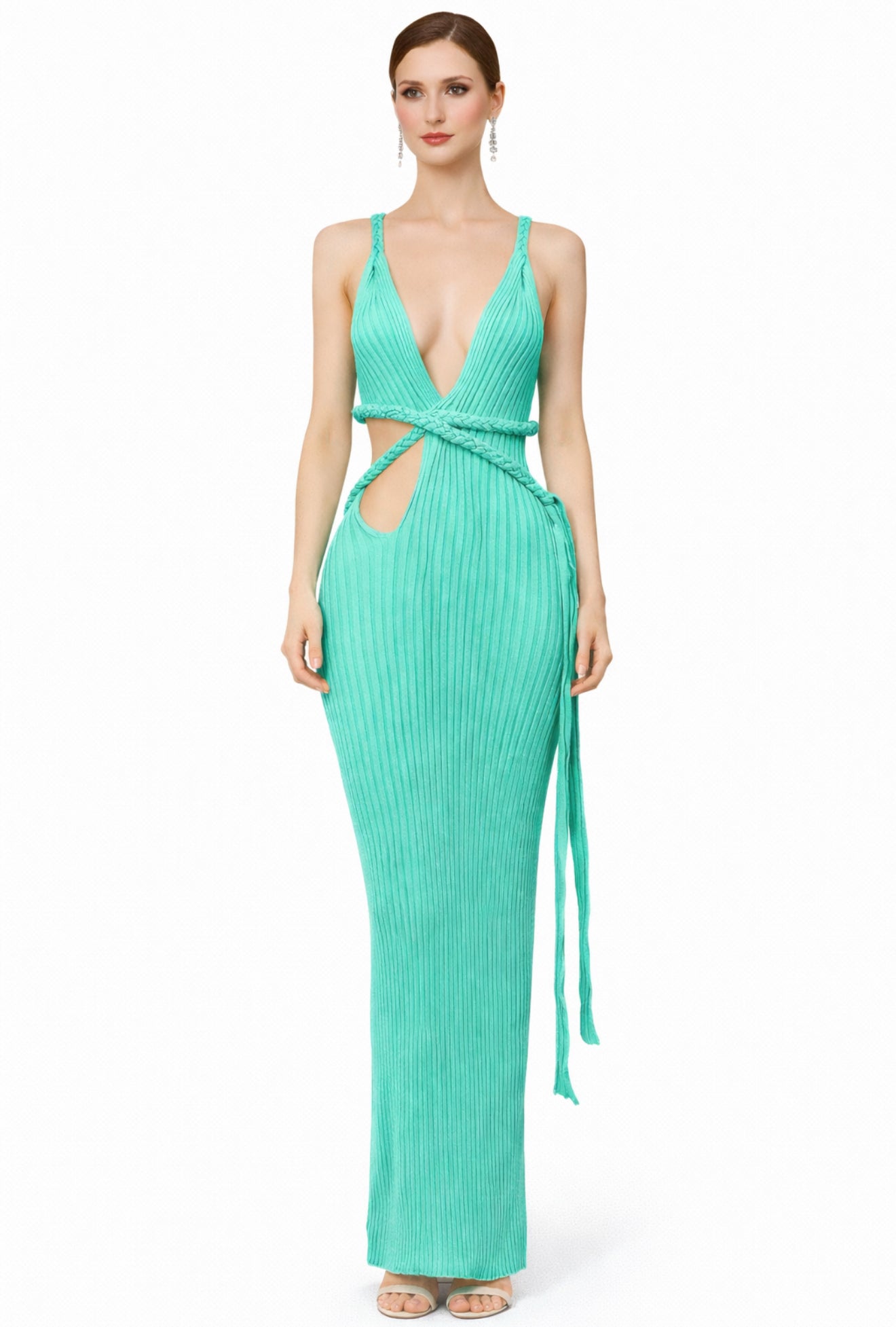 Twisted halter knit beach dress